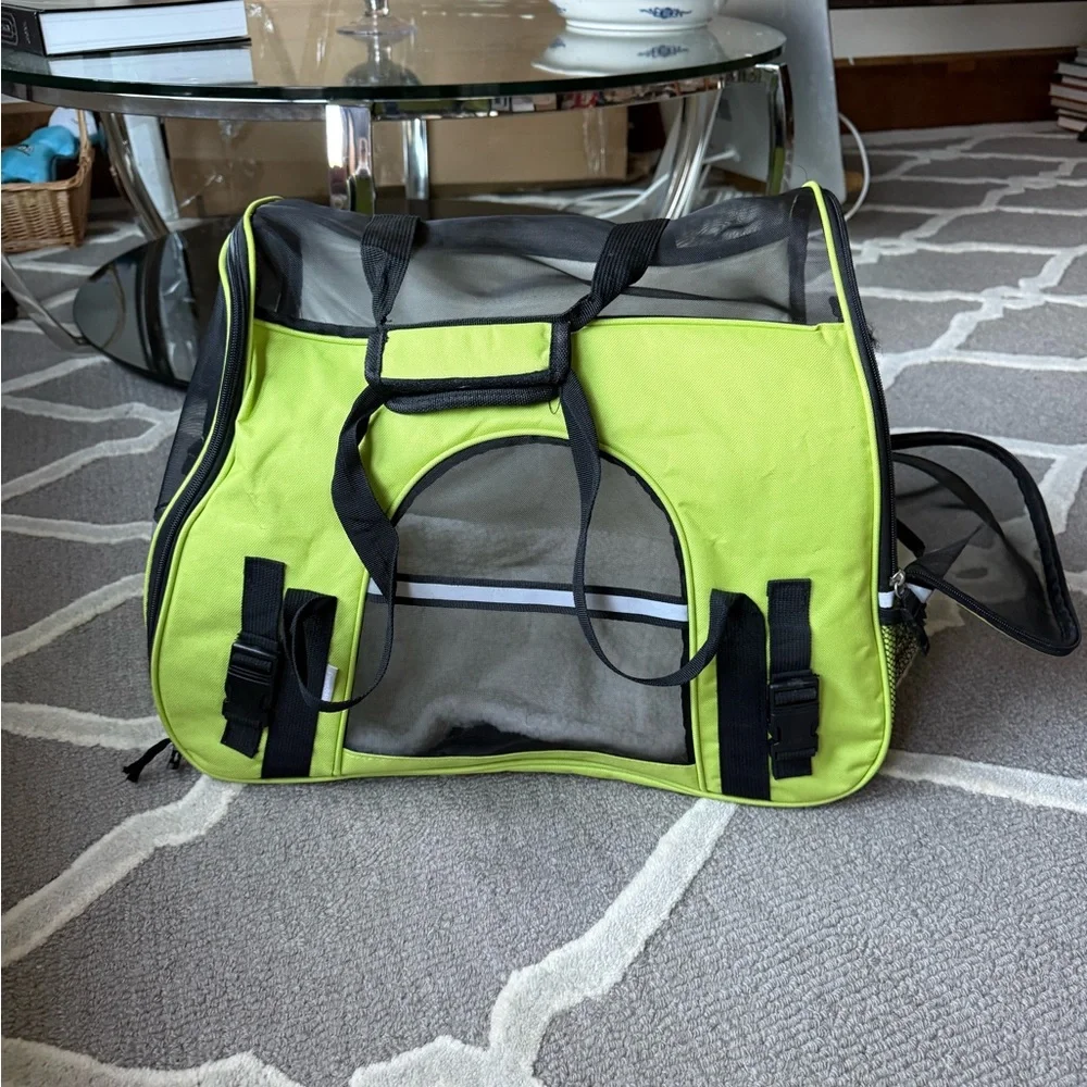 Green Dog Carrier with Mesh Panels